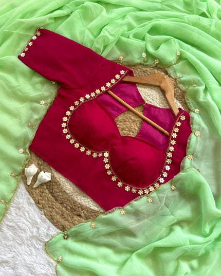 esigner Readymade Blouse with Khatali Handwork & Moti | Size 38