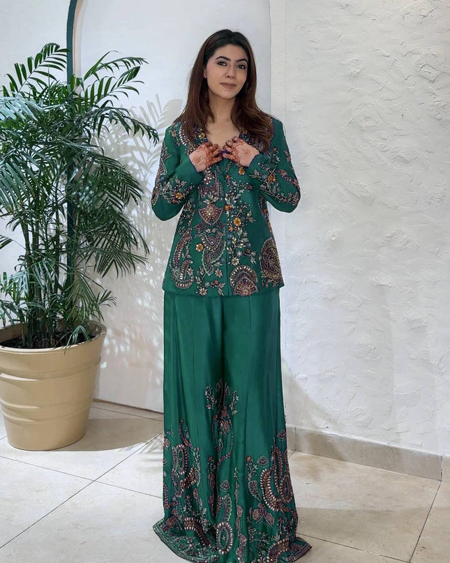 Designer Chinon Sequin Embroidery Koti Palazzo Set | Ready to Wear