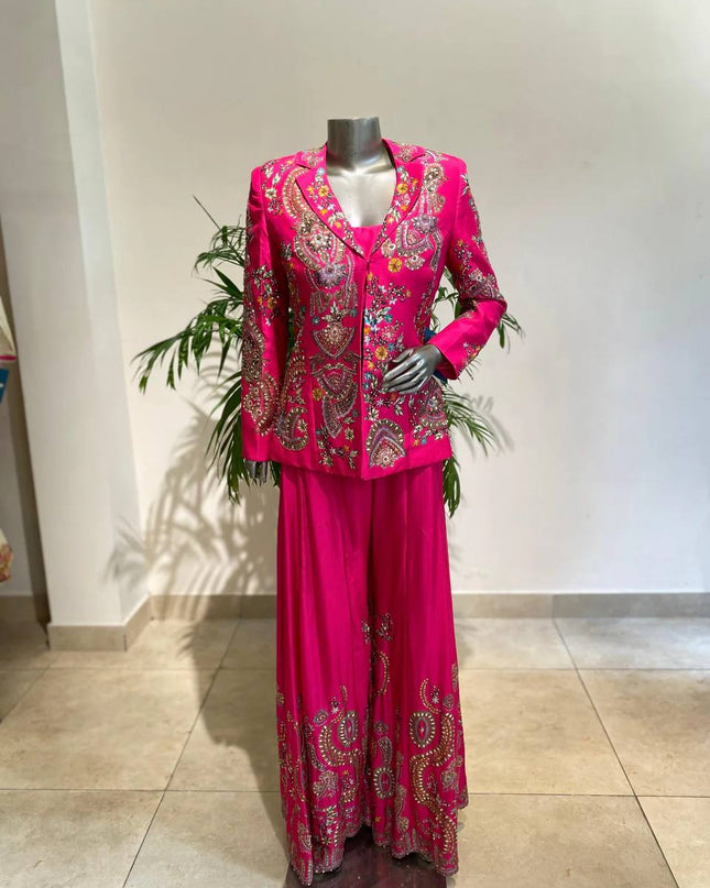 Designer Chinon Sequin Embroidery Koti Palazzo Set | Ready to Wear