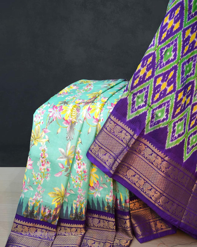 Designer Pure Silk Patola Saree with Jari Border