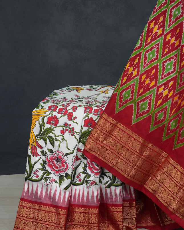 Designer Pure Silk Patola Saree with Jari Border