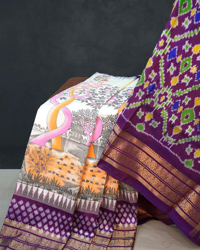 Designer Pure Silk Patola Saree with Jari Border