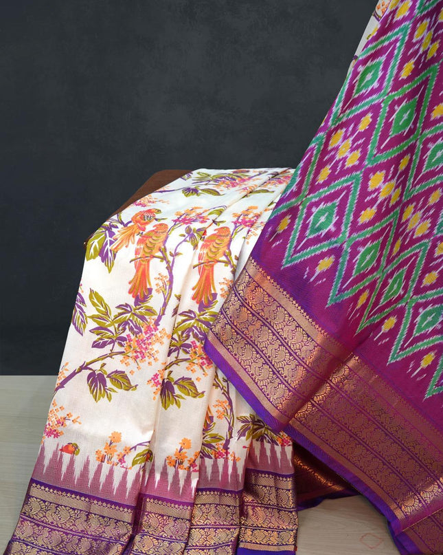 Designer Pure Silk Patola Saree with Jari Border