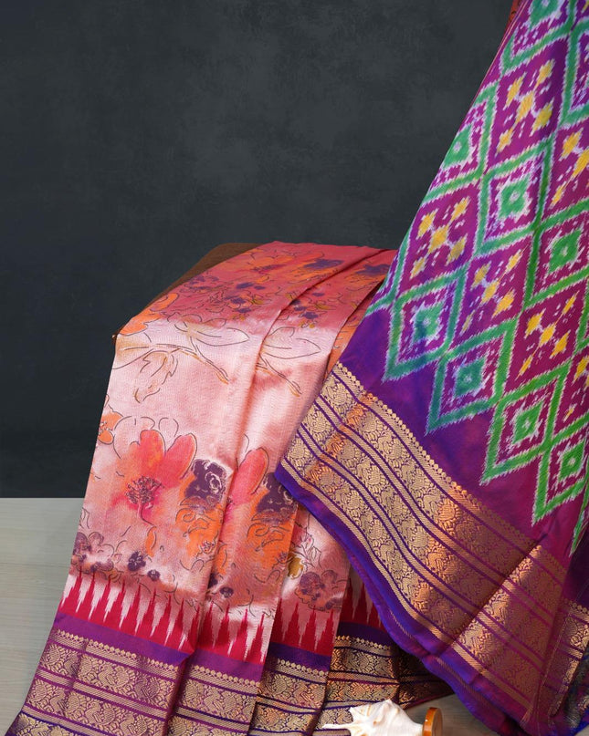 Designer Pure Silk Patola Saree with Jari Border