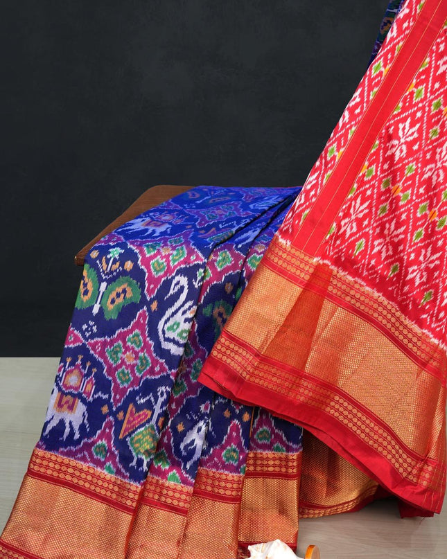 Ikkat Saree with Designer Pallu and Blouse