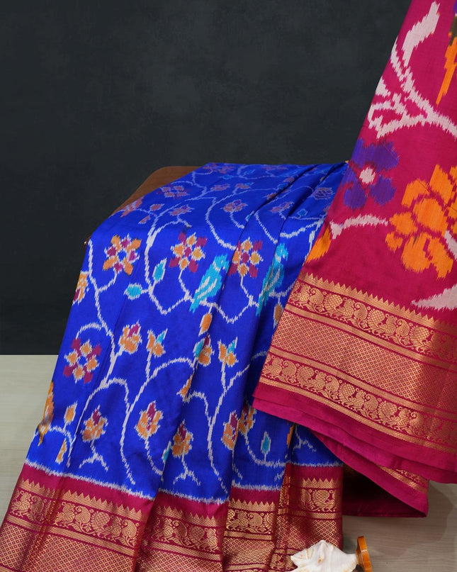 Ikkat Saree with Designer Pallu and Blouse