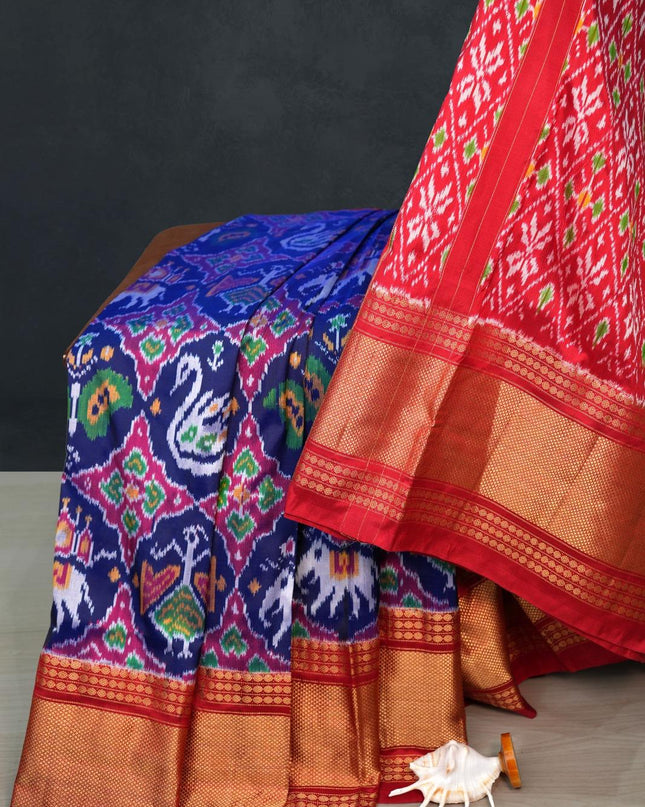 Ikkat Saree with Designer Pallu and Blouse