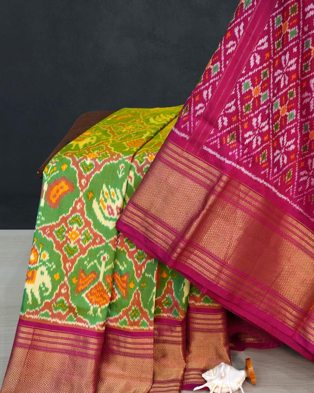 Ikkat Saree with Designer Pallu and Blouse