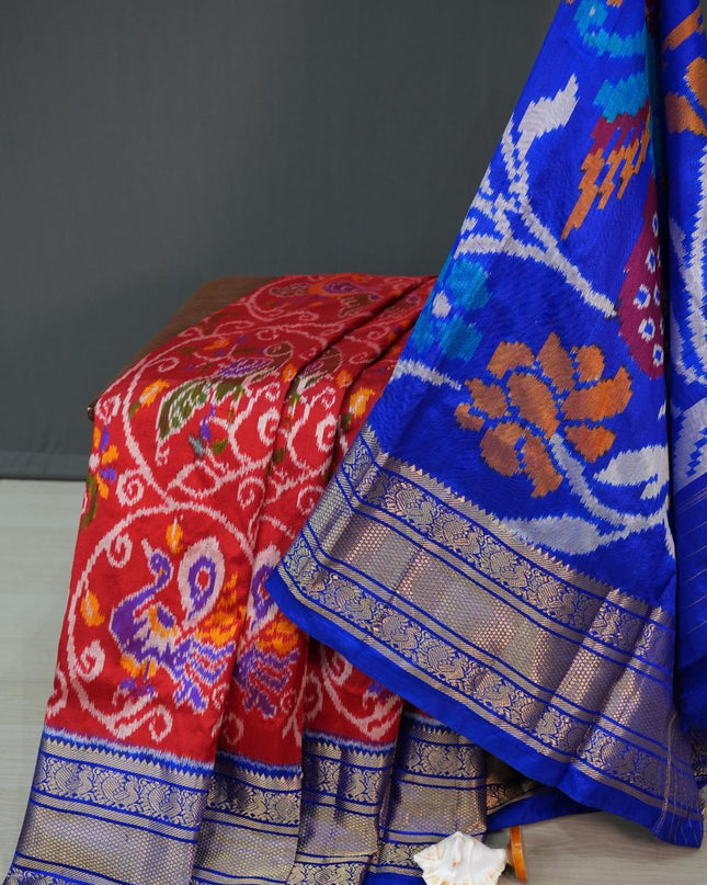 Ikkat Saree with Designer Pallu and Blouse