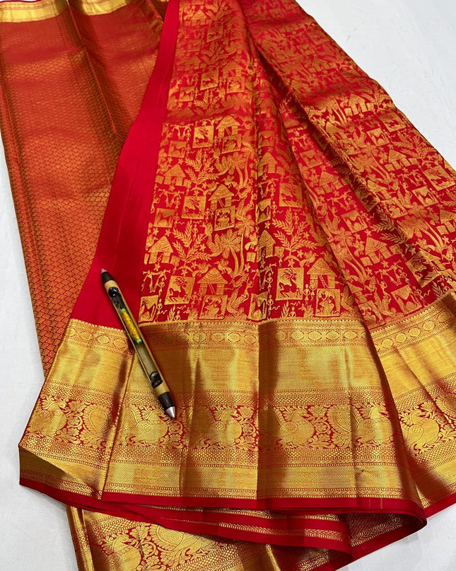 Kanchipuram Handloom Pure Silk Beautiful Full Gold Bridal Saree