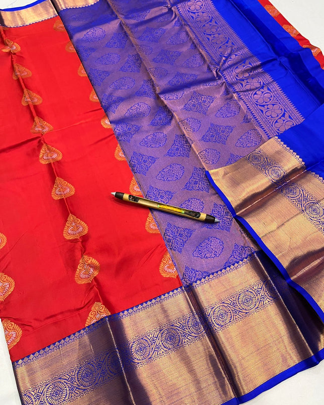 Kanchipuram Pure Korvai Silk Saree with Fancy Butta & Big Border
