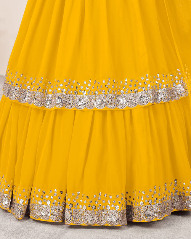 Sequin Designer Lehenga Set with V-Neck Blouse